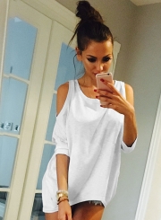 Fashion Off Shoulder Round Neck Tees