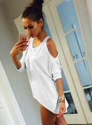 Fashion Off Shoulder Round Neck Tees