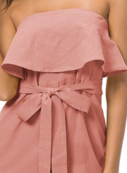 Strapless Off Shoulder Flounce Smock Dress