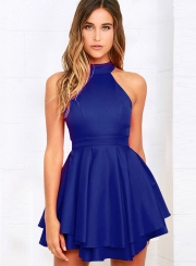 Halter Sleeveless Off Shoulder Backless Mini Dress