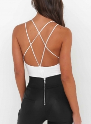 Fashion Spaghetti Strap Backless Cut out Jumpsuits