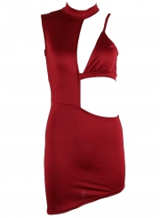 Elastic Waist Cut out Bodycon Club Dress