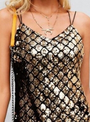 Spaghetti Strap Sleeveless Sequins Mini Dress