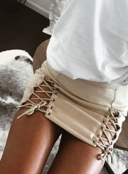 Fashion Lace-up front Mini Bodycon Skirt