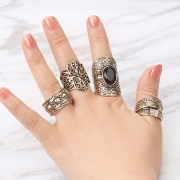 4 Pieces Alloy BOHO Finger Rings Multiple Sets Of Rings