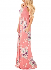 Summer Sexy Floral Printing Off The Shoulder Round Neck Dress