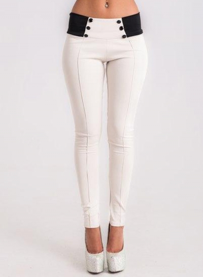 Slender Cotton Splice Pencil Pants