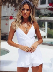 Sexy Beach Loose Spaghetti Strap Backless Deep V Neck Jumpsuits