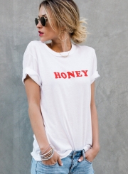 Short-sleeved Printed-letter T-shirt