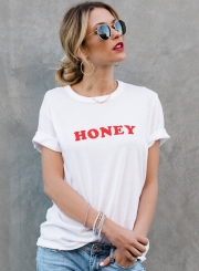 Short-sleeved Printed-letter T-shirt