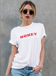 Short-sleeved Printed-letter T-shirt