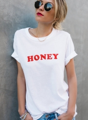 Short-sleeved Printed-letter T-shirt