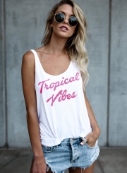 Fashion Loose Sleeveless Letter Printed Tank Top