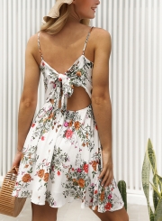 Sexy Sling Sleeveless Floral Printed Dress