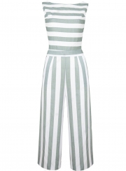 Fashion Casual Striped Sleeveless Straight Wide Leg Jumpsuits