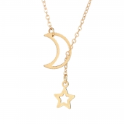 Fashion Simple Sweet Star And Moon Shapes Necklace