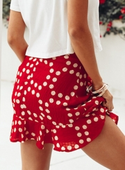 Fashion Vocation Flounced A-line Short Skirt With Polka Dots