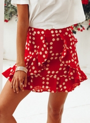 Fashion Vocation Flounced A-line Short Skirt With Polka Dots