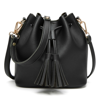 Vintage Solid Leather Handbag Cross Body Women Shoulder Bag With Tassels zecalaba.com