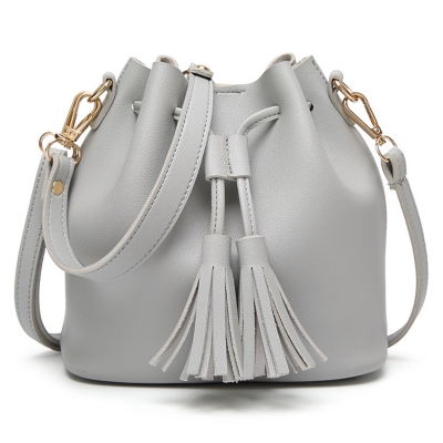 Vintage Solid Leather Handbag Cross Body Women Shoulder Bag With Tassels zecalaba.com