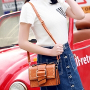 Vintage Leather Handbag Cross Body Shoulder Bag With Rivet