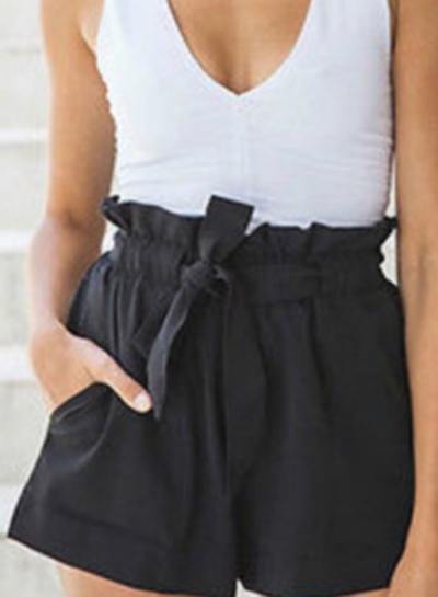 Fashion Ruffle Belt Wide Leg Shorts