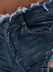 Fashion Sexy Summer Hollowed Out Ripped Wide Denim Shorts