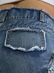 Fashion Sexy Summer Hollowed Out Ripped Wide Denim Shorts