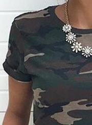 Casual Slim Camouflage Short Sleeve Round Neck Tee Shirt