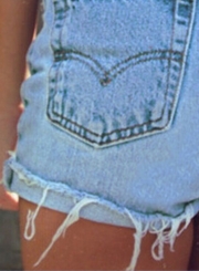 Summer Casual Denim High Waist Burrs Shorts With Pockets