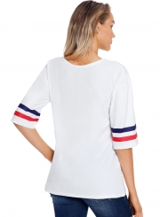 Summer Loose USA Half Sleeve Round Neck Tee Shirt