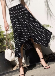 Summer Fashion Loose Irregular High Waist Polka Dots Skirt