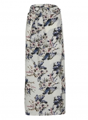 Fashion Casual Floral Printed Waist Tie Slit Long Skirt