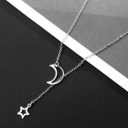 Fashion Simple Sweet Star And Moon Shapes Necklace