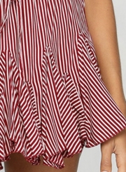 Summer Fashion Sweet Striped High Waist Bubble Skirt With Drawstring