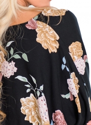 Casual Floral Printed Long Sleeve Lace-Up V Neck Button Down Shirt