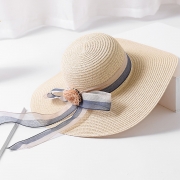 s' Summer Big Brim Straw Floppy Foldable Beach Sun Hat With Ribbon