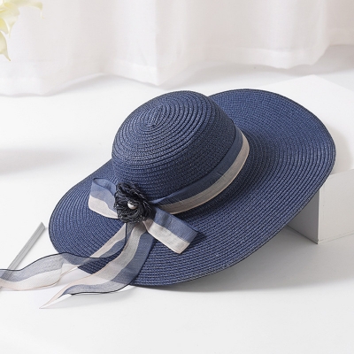 s' Summer Big Brim Straw Floppy Foldable Beach Sun Hat With Ribbon YOYOTSHOP.com