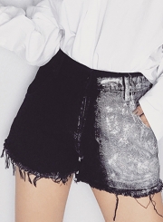 Fashion Loose High Waist Tassel Straight Denim Shorts With Pockets