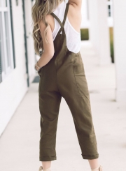 Fashion Casual Loose Solid Overalls Straight Jumpsuit With Pockets