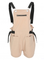 Fashion Casual Slim High Waist Overall Zip Romper With Pockets