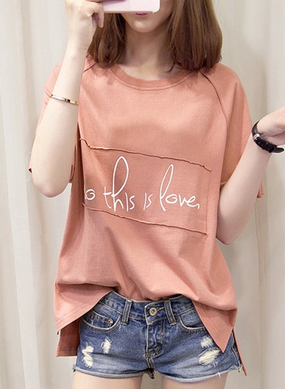 Summer Casual Letters Printed Short Sleeve Round Neck Loose Tee zecalaba.com