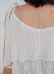 Summer Casual Loose Strappy Round Neck Ruffle Sweet Tank