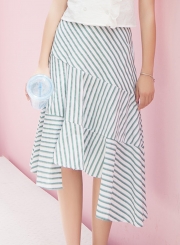 Summer Casual Chic Striped High Waist Irregular A-line Skirt