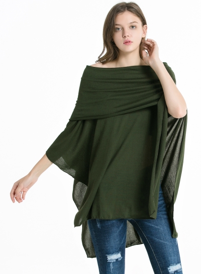 Fashion Casual Off Shoulder Irregular Loose Fit Solid Tee zecalaba.com