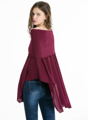 Fashion Casual Off Shoulder Irregular Loose Fit Solid Tee