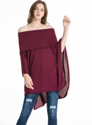 Fashion Casual Off Shoulder Irregular Loose Fit Solid Tee