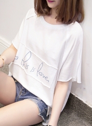 Summer Casual Letters Printed Short Sleeve Round Neck Loose Tee