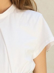 Summer Fashion One Shoulder Short Sleeve Solid Loose Irregular Tee