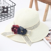 Flower Straw Floppy Foldable Rolled Up Beach Sunscreen Hat